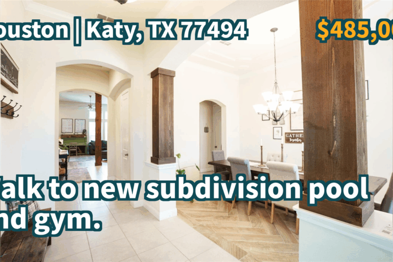 Katy, TX 77494 | $485,000 | 2,875 Sqft, 4 beds, 3 full baths, Single-Family | Walk to new subdivision pool and gym.