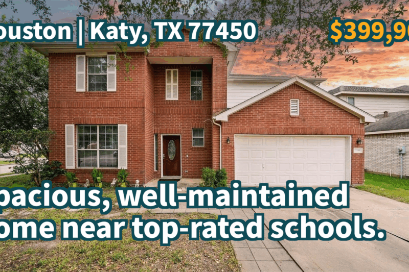 Katy, TX 77450 | $399,900 | 2,856 Sqft, 4 beds, 2 full and 1 half baths, Single-Family | Spacious, well-maintained home near top-rated schools.