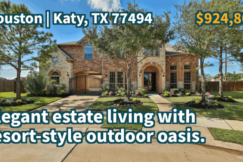 Katy, TX 77494 | $924,800 | 4,619 Sqft, 4 beds, 4 full and 2 half baths, Single-Family | Elegant estate living with resort-style outdoor oasis.
