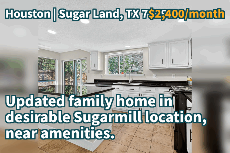 Sugar Land, TX 77498 | $2,400/month | 2,219 Sqft, 3 beds, 2 full and 1 half baths, Single-Family | Updated family home in desirable Sugarmill location, near amenities.