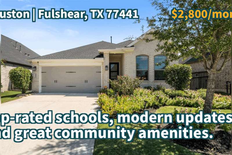 Fulshear, TX 77441 | $2,800/month | 1,958 Sqft, 3 beds, 2 full baths, Single-Family | Top-rated schools, modern updates, and great community amenities.