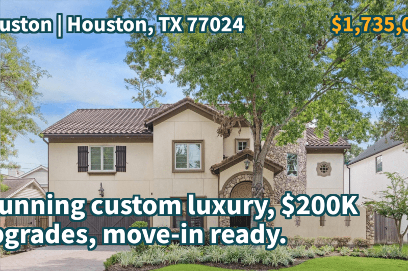 Houston, TX 77024 | $1,735,000 | 4,974 Sqft, 4 beds, 3 full and 1 half baths, Single-Family | Stunning custom luxury, $200K upgrades, move-in ready.