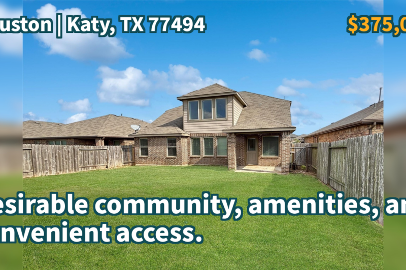 Katy, TX 77494 | $375,000 | 2,445 Sqft, 4 beds, 2 full and 1 half baths, Single-Family | Desirable community, amenities, and convenient access.
