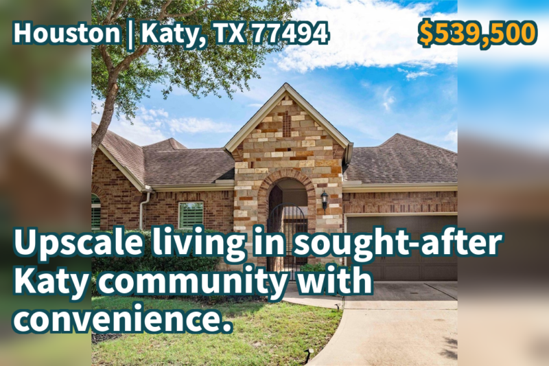 Katy, TX 77494 | $539,500 | 2,900 Sqft, 3 beds, 2 full and 1 half baths, Single-Family | Upscale living in sought-after Katy community with convenience.