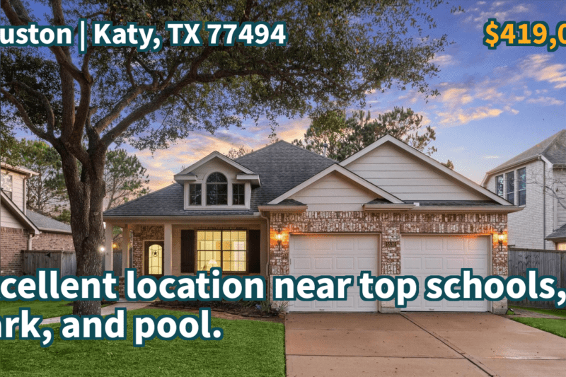 Katy, TX 77494 | $419,000 | 2,119 Sqft, 3 beds, 2 full baths, Single-Family | Excellent location near top schools, park, and pool.