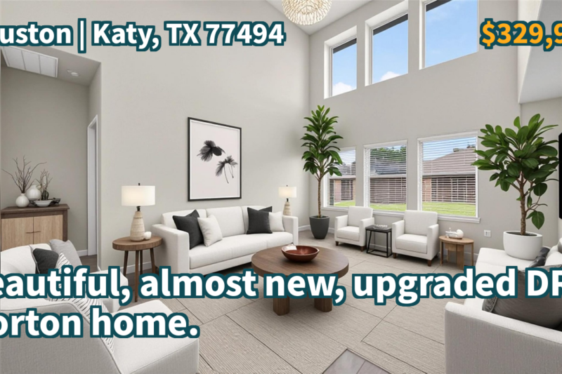 Katy, TX 77494 | $329,900 | 2,380 Sqft, 4 beds, 2 full and 1 half baths, Single-Family | Beautiful, almost new, upgraded DR Horton home.