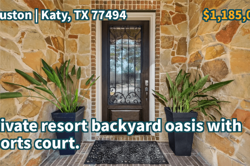 Katy, TX 77494 | $1,185,000 | 4,301 Sqft, 5 beds, 4 full and 1 half baths, Single-Family | Private resort backyard oasis with sports court.
