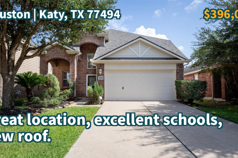 Katy, TX 77494 | $396,000 | 2,423 Sqft, 4 beds, 2 full and 1 half baths, Single-Family | Great location, excellent schools, new roof.