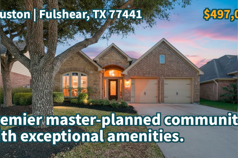 Fulshear, TX 77441 | $497,000 | 3,038 Sqft, 4 beds, 3 full baths, Single-Family | Premier master-planned community with exceptional amenities.