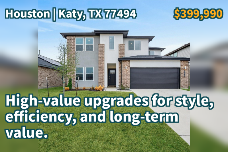 Katy, TX 77494 | $399,990 | 2,465 Sqft, 4 beds, 2 full and 1 half baths, Single-Family | High-value upgrades for style, efficiency, and long-term value.
