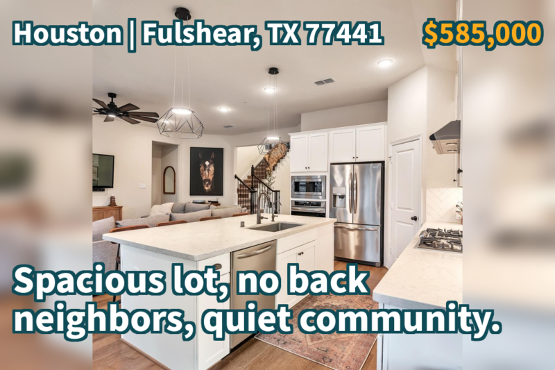 Fulshear, TX 77441 | $585,000 | 3,011 Sqft, 4 beds, 3 full and 1 half baths, Single-Family | Spacious lot, no back neighbors, quiet community.