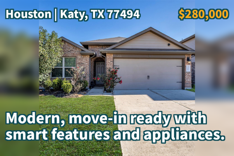 Katy, TX 77494 | $280,000 | 1,685 Sqft, 3 beds, 2 full baths, Single-Family | Modern, move-in ready with smart features and appliances.