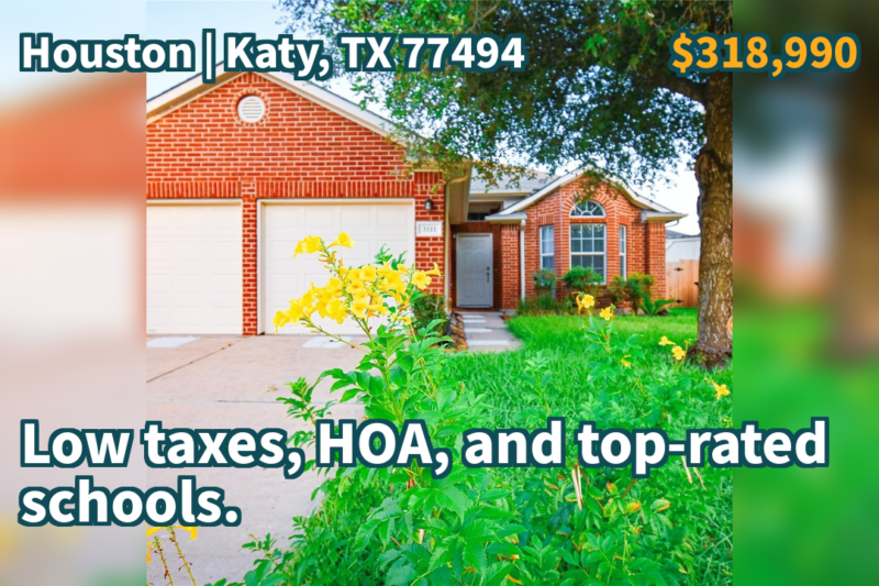 Katy, TX 77494 | $318,990 | 1,646 Sqft, 3 beds, 2 full baths, Single-Family | Low taxes, HOA, and top-rated schools.
