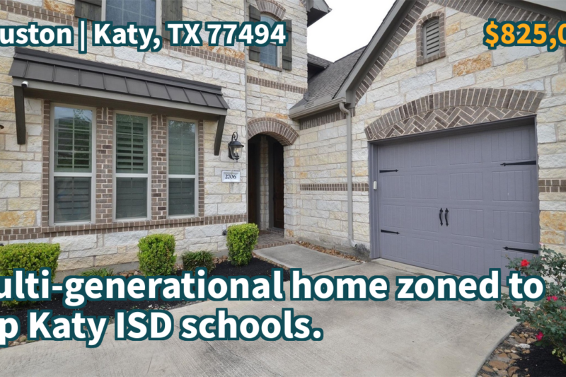 Katy, TX 77494 | $825,000 | 4 beds, 4 full and 1 half baths, Single-Family | Multi-generational home zoned to top Katy ISD schools.