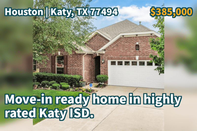 Katy, TX 77494 | $385,000 | 2,480 Sqft, 3 beds, 2 full baths, Single-Family | Move-in ready home in highly rated Katy ISD.